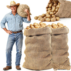 MAQIHAN large burlap sack front view, natural jute material