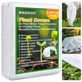 MAQIHAN Plant Covers 6.5ft x 13ft white fabric front view