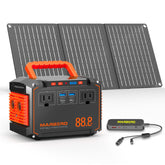MARBERO Portable Power Station front view with 30W solar panel