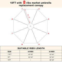 MASTERCANOPY 10ft Replacement Canopy side view with details