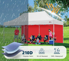 MASTERCANOPY 10x20 red sidewall attached to a canopy