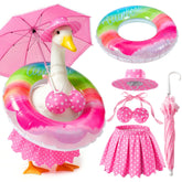 Mastom Summer Hawaiian Bikini Porch Goose Outfit with pink dots bikini and accessories