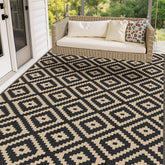 Mattitude 5'x8' waterproof outdoor rug black and beige front view