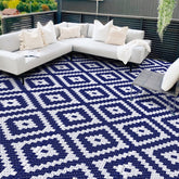 Mattitude 8'x10' waterproof outdoor rug in blue, front view