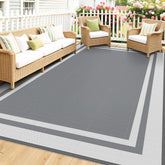 Mattitude Outdoor Rug 8' x 10' white and gray front view