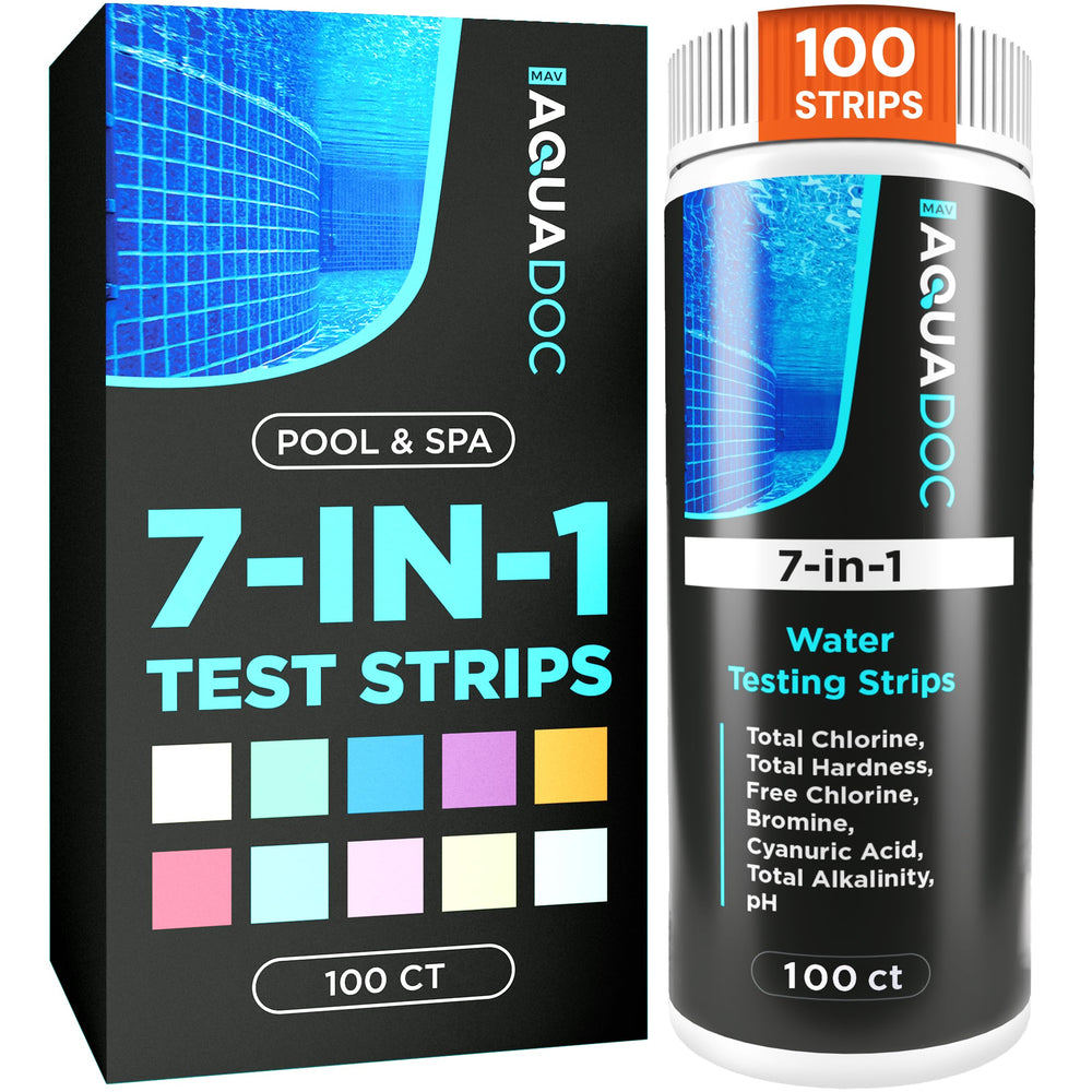 MAV AquaDoc 7-in-1 Pool Test Strips front view packaging
