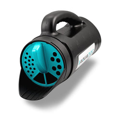 MAV AquaDoc Handheld Seed Spreader front view with gray finish