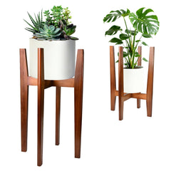 MAVOTER 24-inch tall wood plant stand front view in acacia finish