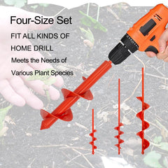 MAXCCINO Auger Drill Bit set in use for planting in garden soil