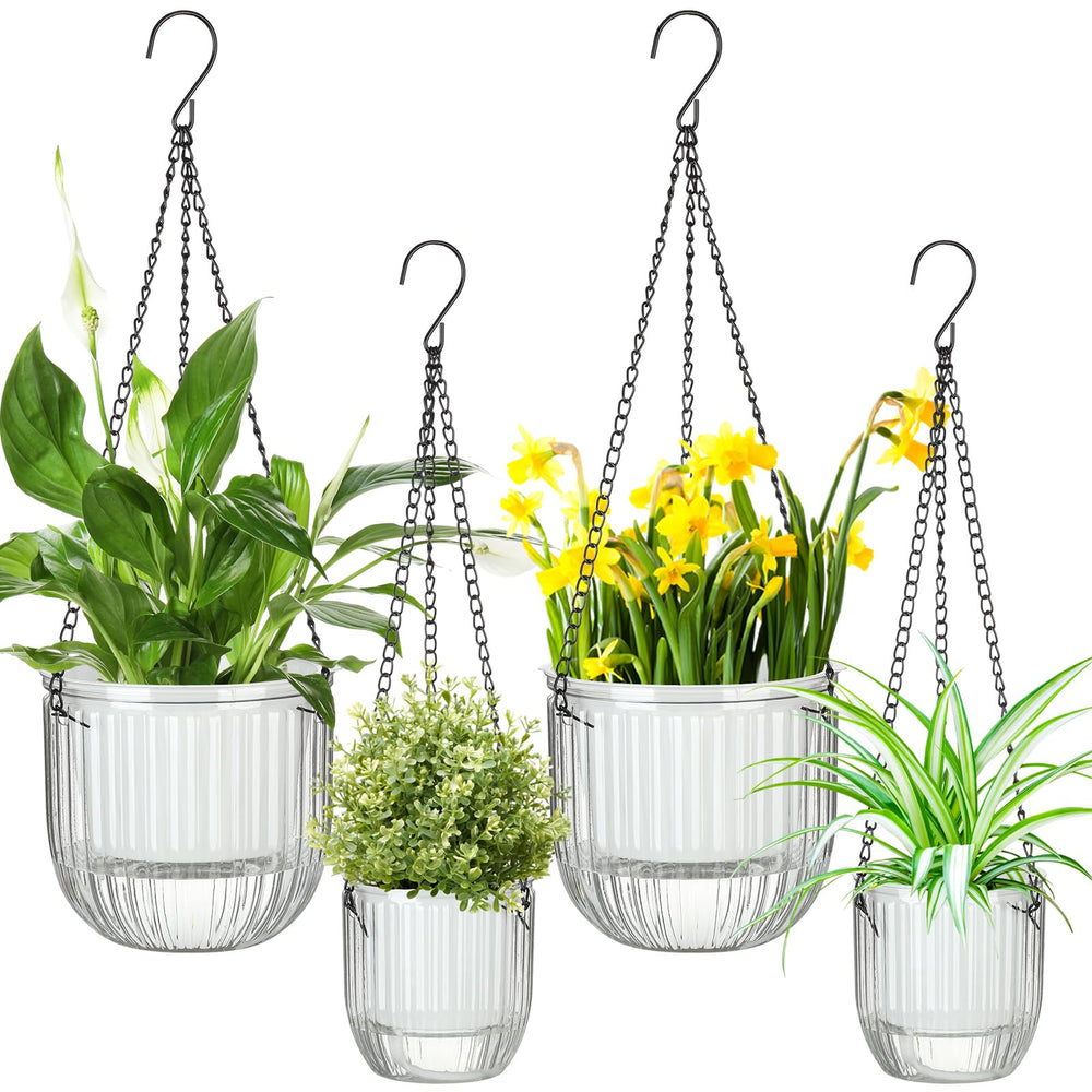 Maxcheck 6.5 inch self-watering hanging planter with clear design