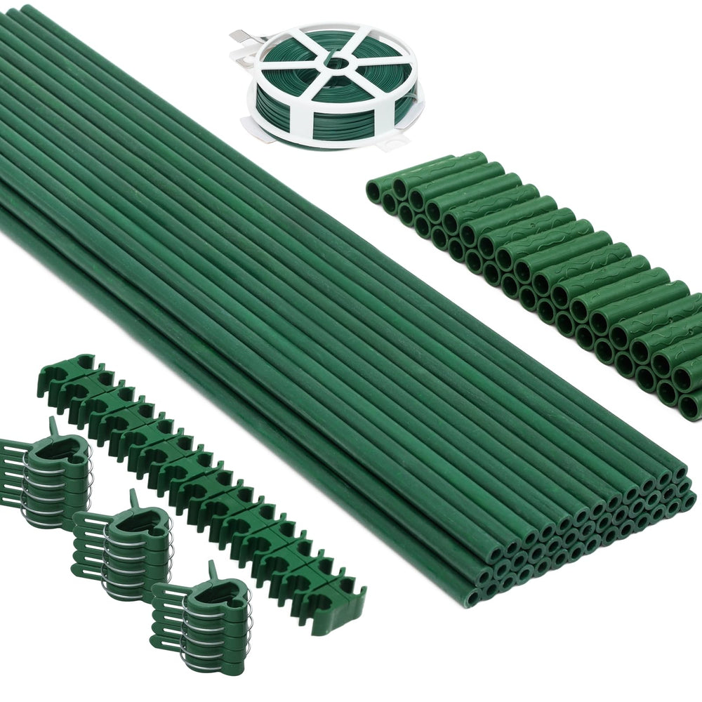 MAXPACE Garden Stakes Kit with 40 green fiberglass stakes and accessories