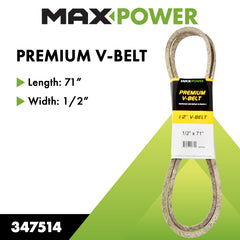 Maxpower 1/2" x 71" Kevlar V-Belt packaging