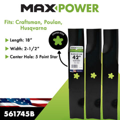 Maxpower 561745B blade set packaging with dimensions