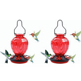 MCHBF 2 Pack Glass Hummingbird Feeder in red with swirling patterns