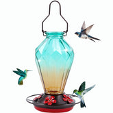 MCHBF Glass Hummingbird Feeder front view in diamond green