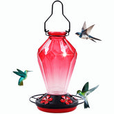 MCHBF Hummingbird Feeder front view in diamond red glass