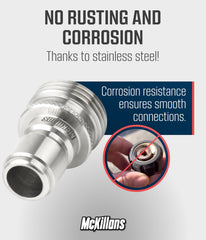 McKillans quick connect fittings in use with a garden hose