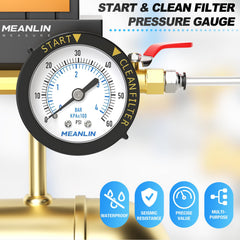 MEANLIN MEASURE pressure gauge showing temperature range