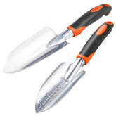 MECHEER Garden Shovel Trowel Set front view with orange handles
