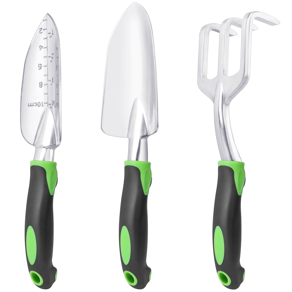 MECHEER Garden Tools Set, 3 Pack with ergonomic handles and aluminum alloy
