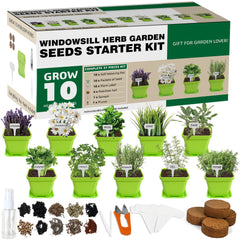 Meekear Herb Seeds Garden Starter Kit with pots and soil discs