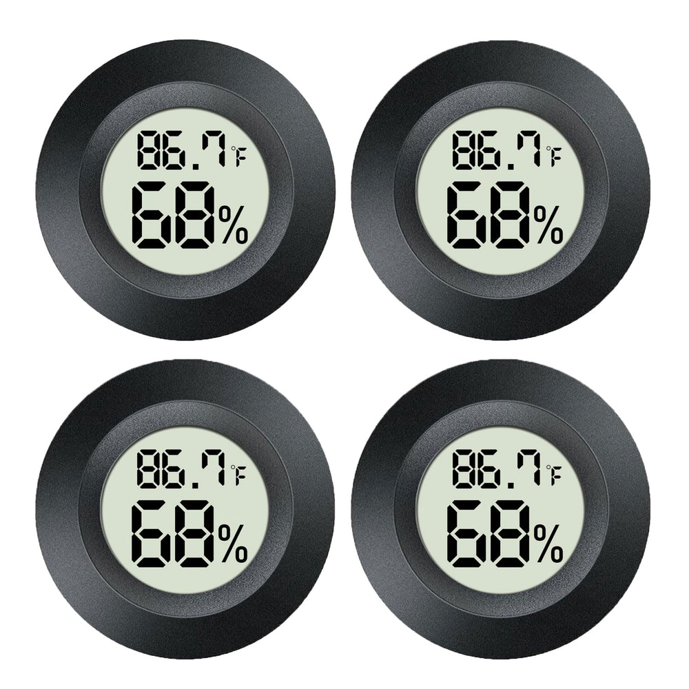 MEGGSI Mini Digital Hygrometer 4 Pack in black
