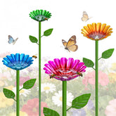 Mellbree Bee Watering Station vibrant metal flowers in garden
