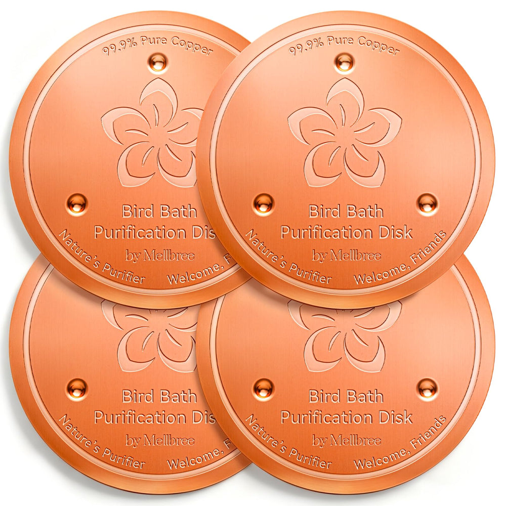 Mellbree Bird Bath Copper Disc 4-Pack, Copper Flower design