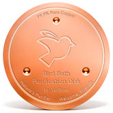Mellbree Bird Bath Copper Disc front view with dimensions