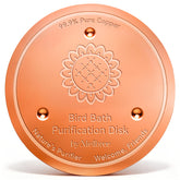 Mellbree Bird Bath Copper Disc front view with sunflower design