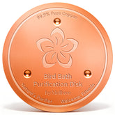Mellbree Bird Bath Copper Disk front view with flower design