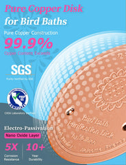 Mellbree copper disk placed in a plastic bird bath