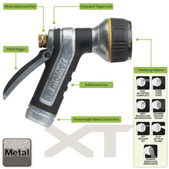 Melnor 7-Pattern Hose Nozzle side view with quick connect adapter