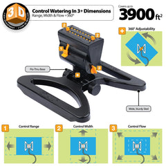 Melnor Mini Oscillating Sprinkler on base with QuickConnect Product Adapter