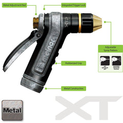 Melnor XT Metal Nozzle showing rubberized grip and trigger