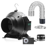 MELONFARM 4" Inline Duct Fan front view with speed controller
