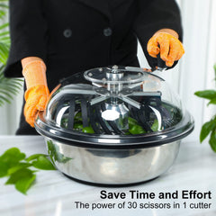 MELONFARM trimmer with transparent cover showing cutting mechanism