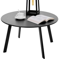 Meluvici Outdoor Side Table black round metal front view