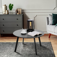 Meluvici Outdoor Side Table black round metal top view