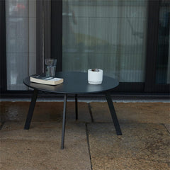 Meluvici Outdoor Side Table black round metal with adjustable feet