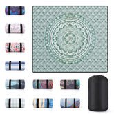 memKiya 60x80" waterproof picnic blanket folded in green mandala design