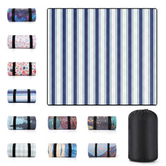 memKiya 60x80" waterproof picnic blanket in blue stripes