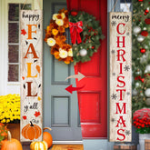 Memorywuu 47" Fall Porch Sign showing autumn side with pumpkins