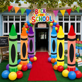 Memorywuu Giant Back to School Crayon Yard Sign front view multicolour