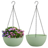 Meowell 10-inch Green Hanging Planters front view with chains