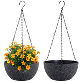 Meowell 10-inch Hanging Planter, Speckled Black, front view