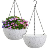 Meowell 12 inch speckled white hanging planter front view