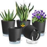 Meowell 4 inch self-watering pot in black with drainage holes