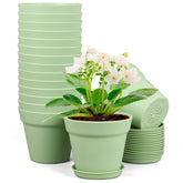 Meowell 6 inch plastic nursery pot green with saucer
