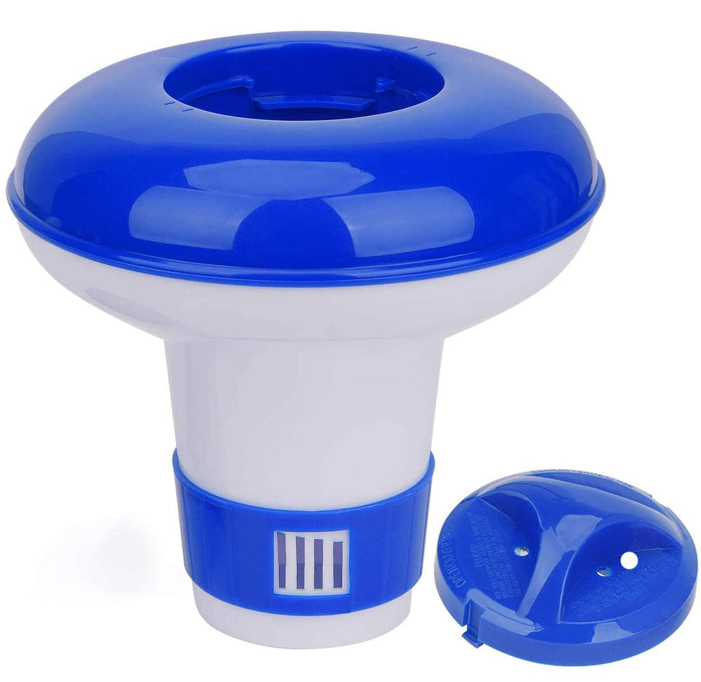Merkia Floating Mini Spa Chemical Dispenser front view in blue